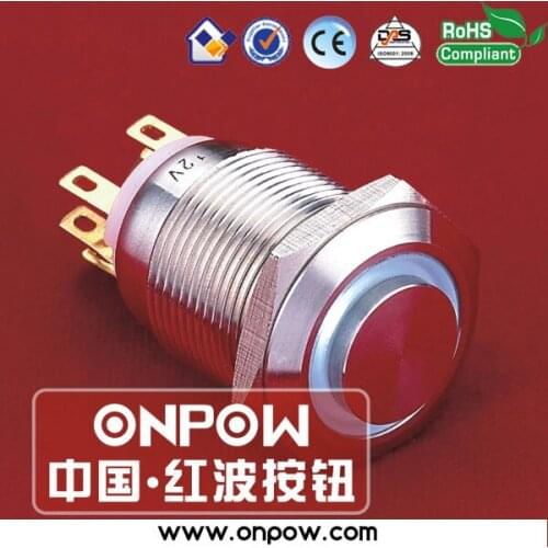 ONPOW 19mm momentary ring illuminated pushbutton switch LAS1GQH-11E/B/12V/S