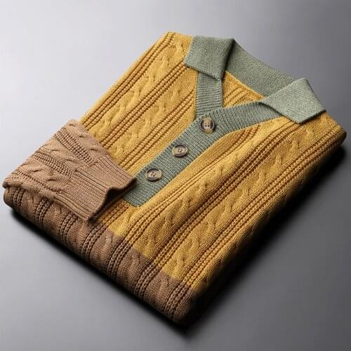 Classic Cotton Male Sweaters High Quality Autumn Winter Contrast Color Jacquard Mens Sweaters Fashion Fit Man Sweaters 2XL