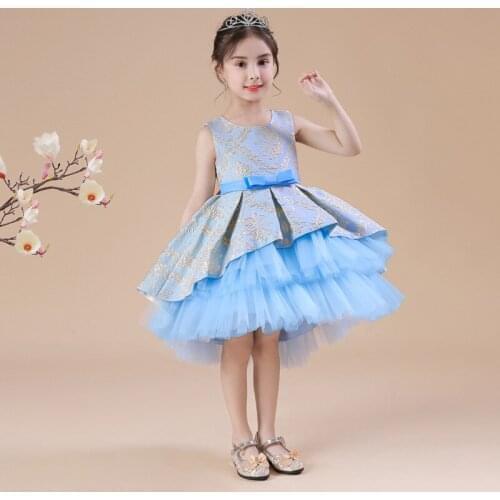 2021 New Children Casual Dress Lace Tutu Baby Girls Princess Dress Jacquard Fluffy Dresses Flower Girl Halloween Christmas 2-8T
