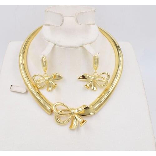 NEW High Quality Ltaly 750 Gold color Jewelry Set For Women african beads fashion necklace set earring jewelry