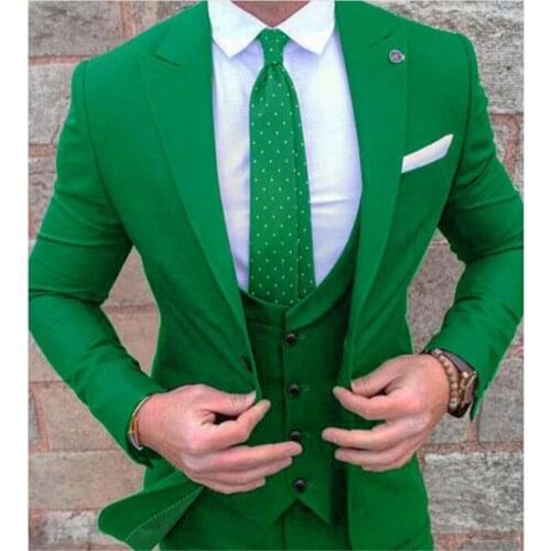 New Classic Men’s Suit Smolking Noivo Terno Slim Fit Easculino Evening Suits For Men Groom Tuxedos Green Prom Wedding Cotton Ble