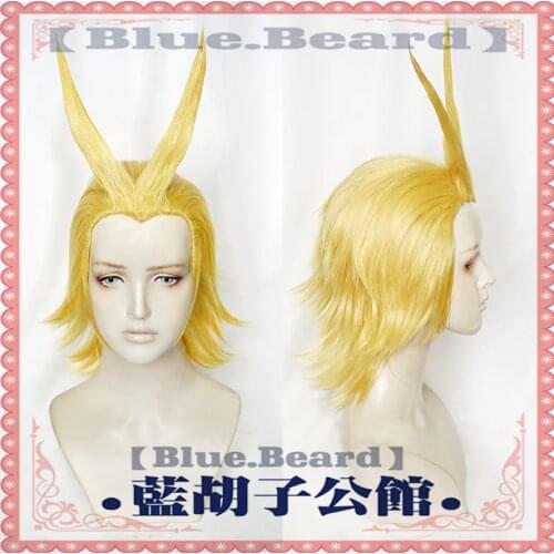 New Boku no Academia All Might Golden Cosplay Anime Wig Halloween Role Play My Hero Academia Costume Hair+ Wig Cap