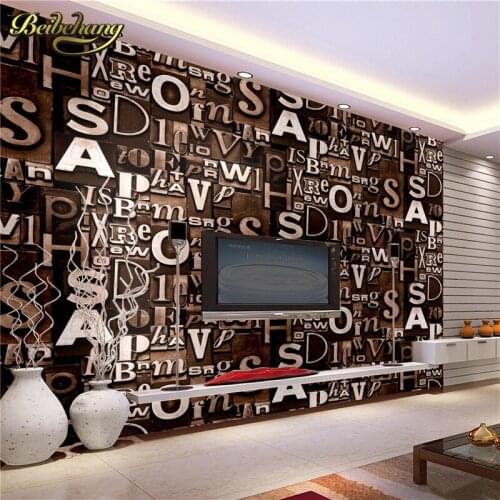 Beibehang Wall paper Retro 3D stereoscopic wallpaper Europe alphabetical letters Cafe Bar KTV wallpaper backdrop papel de parede