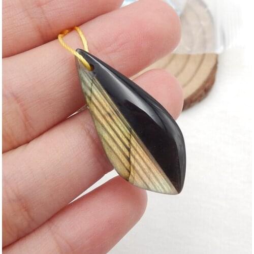 Birthday gift Natural Labradorite fashion Gemstone Double hole Earring pair,For Women Jewelry Making DIY60x8x4mm3g