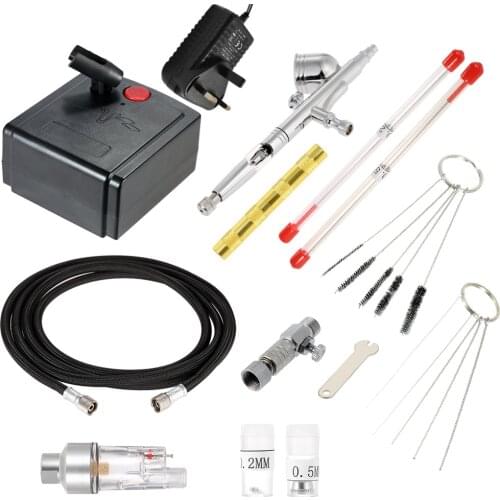 Professional Gravitation Feed Dual Action Airbrush Air Compressor Kit for Art Painting Manicure Spraying Model Brush Tool Set