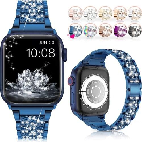 Lady Diamond Band For Apple Watch Band Series 6 5 4 3 2 1 Women Strap for iWatch 6 44MM 40MM 42MM 38MM Stainless Steel Bracelet