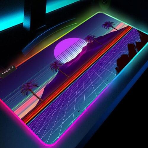 Retrowave synthwave rgb mouse pad rgb Synthwave Art Keyboards Mat Rubber Gaming mousepad Desk Mat Rubber Computer Gaming 900x400