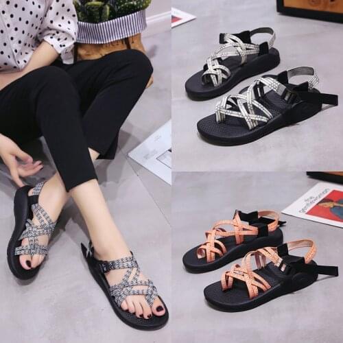 Sandals Female 2021 Summer New Women Shoes Flat Bottom Toe Thick Bottom Wild Fashion Casual Large Size 37-44 Sandals