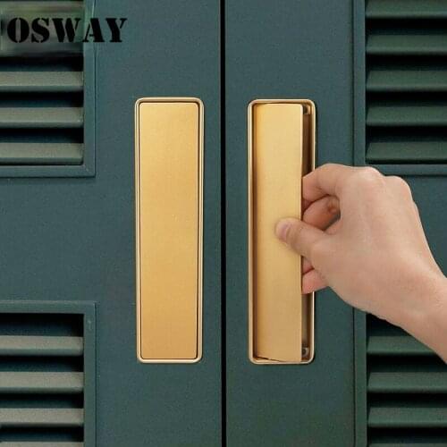Hidden Door Handle Black Gold Embedded Handle Zinc Alloy Door Invisible Cabinet Handle Recessed Pulls Knob Furniture Hardware