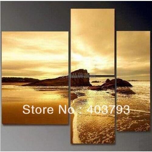 MODERN ABSTRACT HUGE LARGE CANVAS ART OIL PAINTING beach sea scenery for living room free shipping
