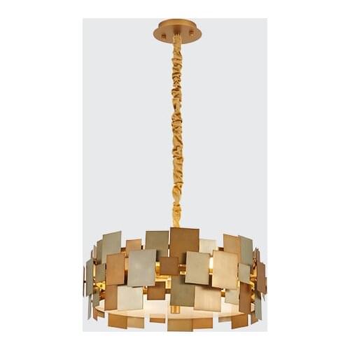 Modern Led Light Luxury Stainless Steel Metal Chandeliers Dining Room Living Room Lamp Villa Art Handing Lamps Gold Round PA0640