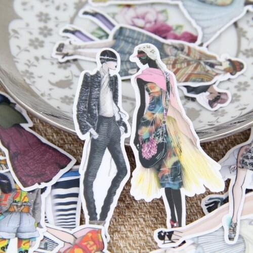 17pcs Fashion Models Sticker Pack Catwalk Clothing Style Sticky Paper for Planner Journal Craft Decoration Gift Girl