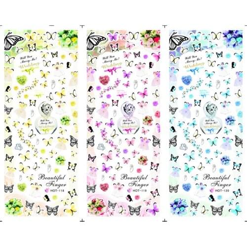 3PCS/LOT NAIL ART TATTOOS STICKER WATER SLIDER DECAL FULL COVER BUTTERFLY BOW TIE SWEET HEART LOVE VALENTINE DAY HOT118-120