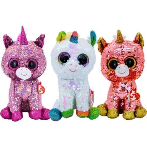 Ty Flippables Big Eyes 6" 15 cm Unicorn Series Reversible Sequin Glittering Collection Dolls Stuffed Toys Lovely Children Gift