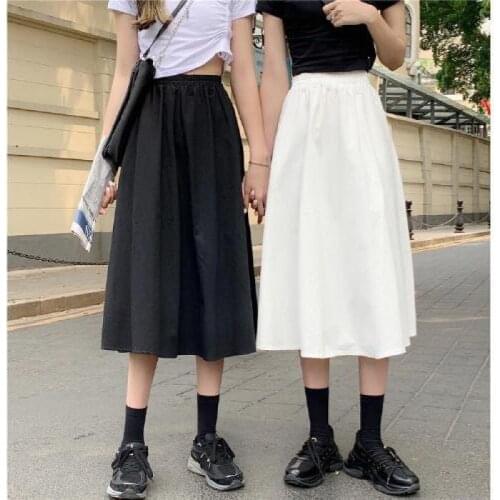 Hip Hop Streetwear Harajuku Oversize High Waist Loose A-Line Cargo Skiets Chain Side Ring Pocket Midi Long Black Skirt Korean