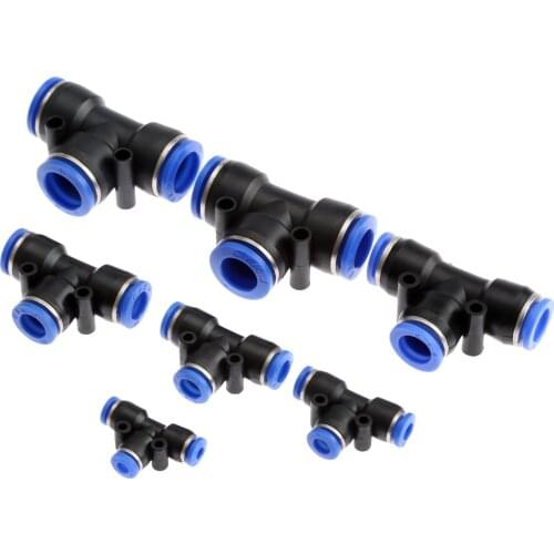 1Pc 4mm-16mm Plastic Pneumatic 3 Way T-junction Connector Pneumatic Quick Push In Joint Fittings for Air Water Vacuum Tube Hose