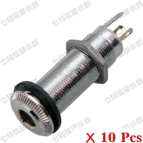 10 Pieces Chrome Guitar Bass Threaded Cylinder output Input Jack Plug Socket 1/4" 6.35mm Pickup output jack