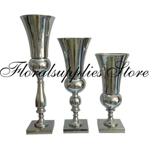 10 pcs metal flower vase 43cm tall gold silver trumpet vase stand rustic wedding table centerpieces decoration