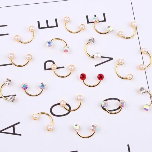100pcs/bag 10*6mm Nail Art Pearl Crystal Beads Nail Art Design Japanese Smile Shape For Nail Decoration 2021 New Arrivals Charm