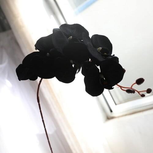 100cm Black Butterfly Orchid Single Artificial Flower Branch Halloween Decoration Home Silk Fake Flower Wedding Party Supplies