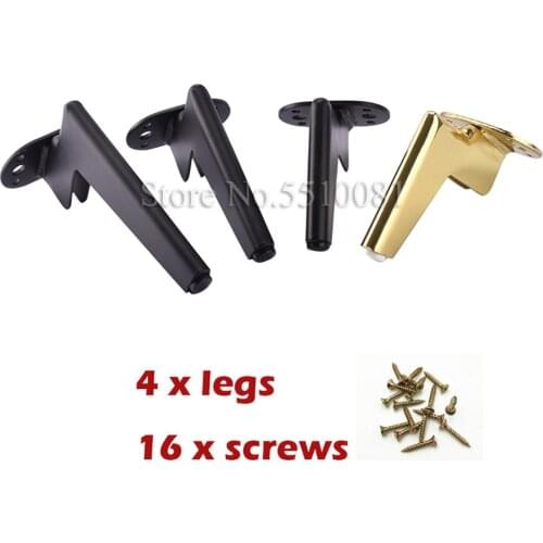 4Pcs metal Furniture Legs 115/145/175MM Black Table Cabinets feet Sofa Bed TV Cabinet legs Straight Square Tube Furniture feet