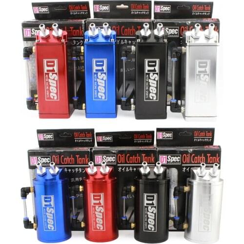 D1 Car Oil Catch Tank Can Universal 0.75L Billet Aluminum Racing Engine Fuel Catch Reservoir Tank With Hose