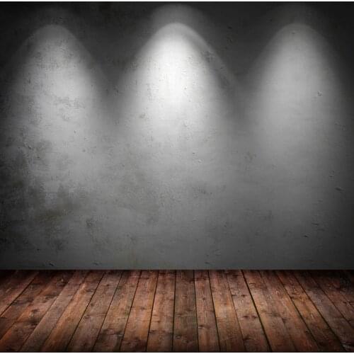 Custom Rustic Backdrop For Photography Black Gray Dream With Wood Floor Cement Wall With Lights Shabby Chic Background XT-3782