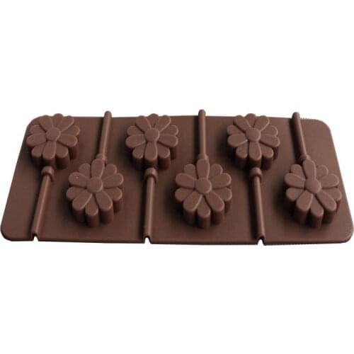 1pc Flower Shape Lollipop Mold Handmade 6-Cavities Chocolate Mold Cake Molds For Baking DIY Baking Tools Accessories