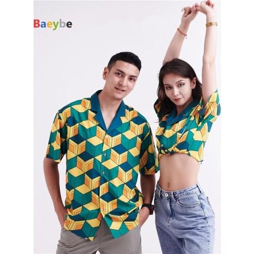 Chemise Homme Men Women Hawaiian Shirts Hip Hop Unisex Short Sleeve blocks Anime Friends Printed Streetwear Buttons Up Shirts
