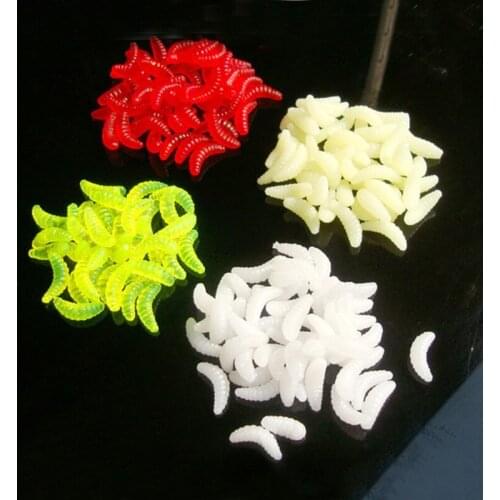 Hot Sale 100Pcs Lot 2cm 0.5g Fishing lure bait Worms soft Synthetic Rubber Soft Fishing Lure hooks smell Worms Glow Shrimps