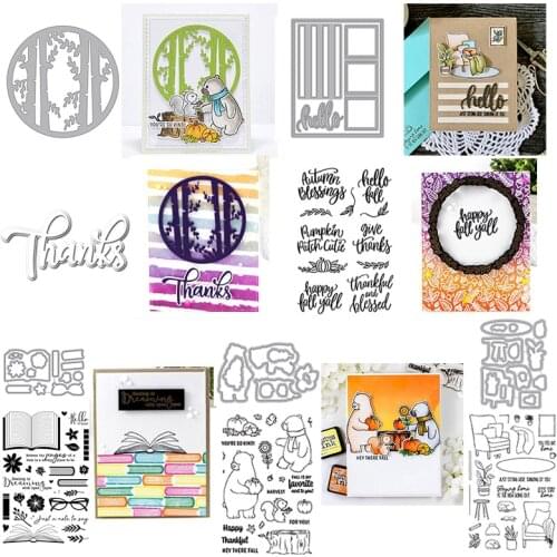 Card Front Builder Forest Fall Sences Blessings Thanks Cutting Dies Stamps for DIY Scrapbooking Crafts Cards Making New 2020 Die