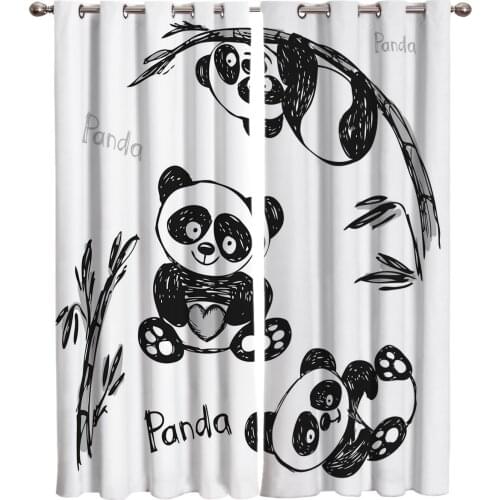 Chinese Panda And Bamboo Window Curtains Curtains for Living Room Decorative Items Living Room