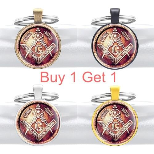 Buy 1 Get 1 Antique Bronze Masonic Eye of Providence Pendant Key Rings Classic Men Women Freemason Jewelry Key Chain