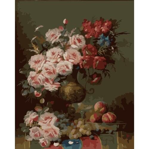 MaHuaf-i663 DIY oil painting by Numbers still life flowers Hand-painted digital wall decor painting for living room unique art