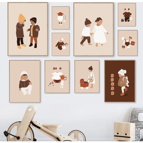 Cute Baby Girl Boy Clothes Boho Wall Art Canvas Painting Nordic Posters And Prints Wall Pictures Kids Room Bedroom Nursery Decor
