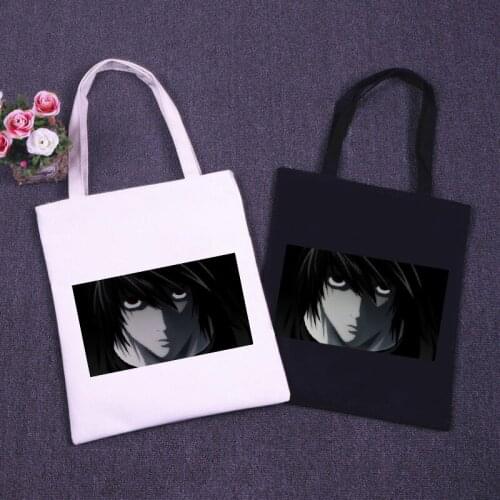 Death Note Anime Fashion Canvas Bag Shopper Harajuku Goth Punk Womens Bags Large Capacity Casual Shoulder Bag Vintage Handbag