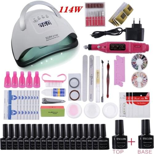 Nail Set UV LED Lamp Dryer with 22/12 pcs Nail Gel Polish Kit Soak Off Manicure Tools Set Electric Nail Drill Nail Tools