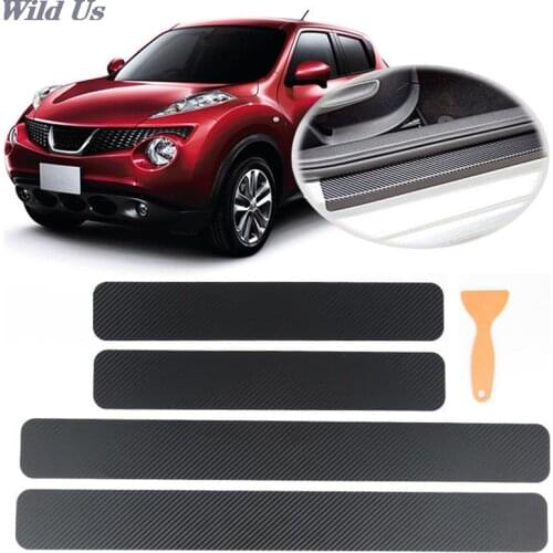 4pcs/lot Car Door Sill Scuff Carbon Fiber Stickers Anti Scratch Pedal Protect Accessories Universal Car Stickers Carbon Fibre 40