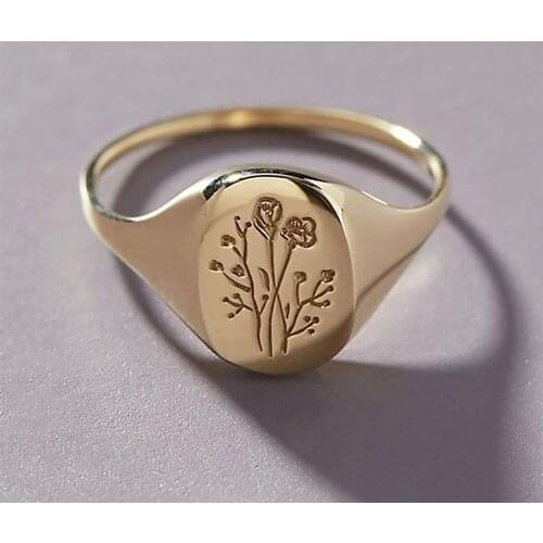 2021 New European American Style Fashion Simple Rose Carving Ring Oval Flower Gold Silver Color Open Female Hand Jewelry Gift