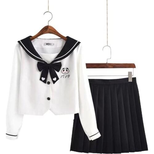 New Arrival Japanese Jk Sets School Uniform Girls Panda Embroideried Autumn High School Women Novelty Sailor Suits Uniforms XXL