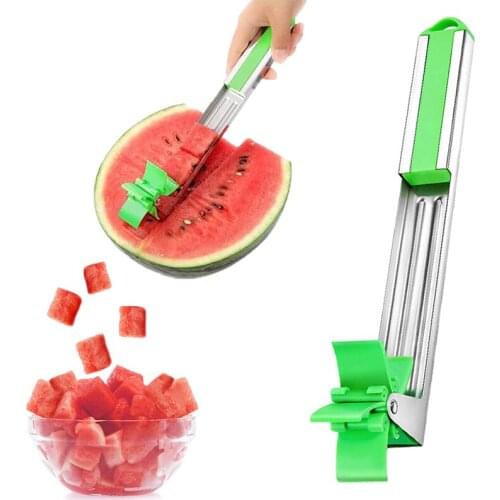 Watermelon Slicer Cutter Tongs Corer Fruit Melon Stainless Steel Tools Watermelon Cut Refreshing Watermelon Cubes Kitchen Gadget
