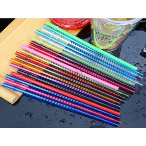 Disposable Straws 260*6mm 9 Colors Creative DIY Plastic Party Drinking Straws 10.5inch Reusable Straws for Tall Skinny Tumblers
