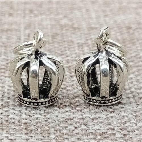 925 Sterling Silver Crown Charms 3D Pendants for Bracelet Necklace