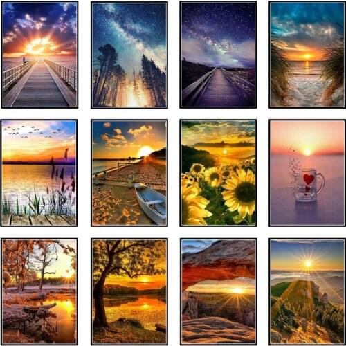 Full Square diamond embroidered starry landscape diamond mosaic 5D DIY diamond painting cross stitch set home decoration