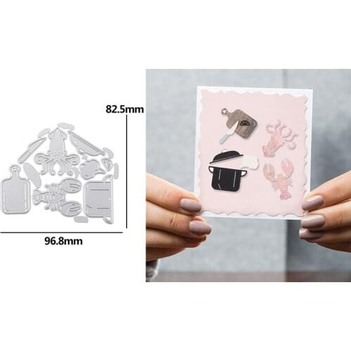 Cooking Supplies Pot Knife Lobster Cutting Board Metal Cutting Dies For New DIY Scrapbooking Album New Craft Embossing Cards 202