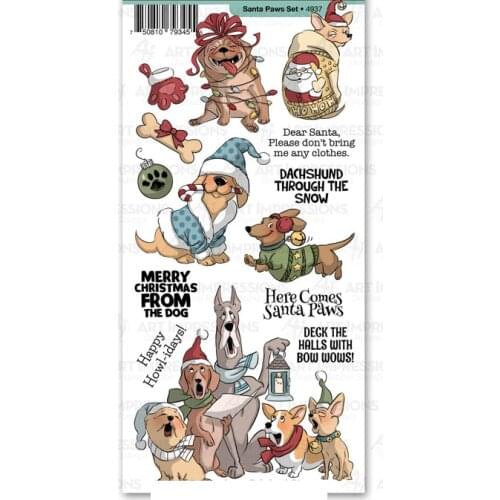 Christmas Santa Paws Clear Stamps Scrapbooking Stencil For Decor Embossing Stamp DIY Greeting Card Album Handmade 2021 New Year