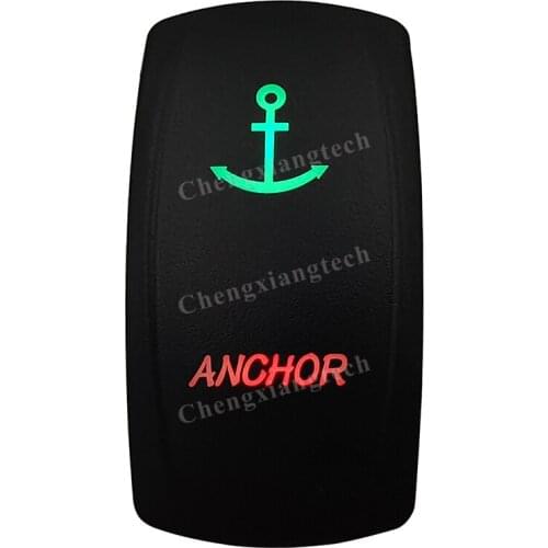 Laser-ANCHOR - Car Boat Green & Red Led On Off Rocker Switch Waterproof, Overload Protection, SPST, Truck Marine Caravan
