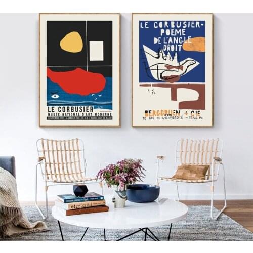 Le Corbusier Exhibition Poster 1954 French Art Museum Print Cubism Style Mid Century Modern Wall Art Canvas Painting Decor