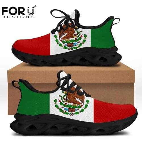 FORUDESIGNS Mexican Flag Prints Flats Women Leisure Shoes Lightweight Fashion Female Footwear Breathable Hard-Wearing Sneakers