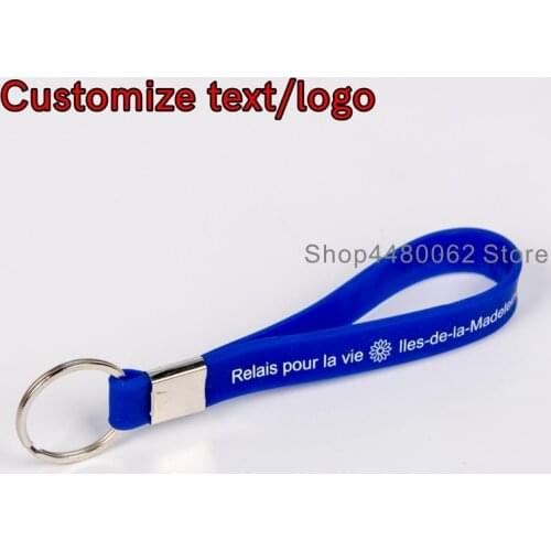 100pcs/lot personalized text custom silicone keychain customized logo keyring key ring for promotion key holder for kids gift